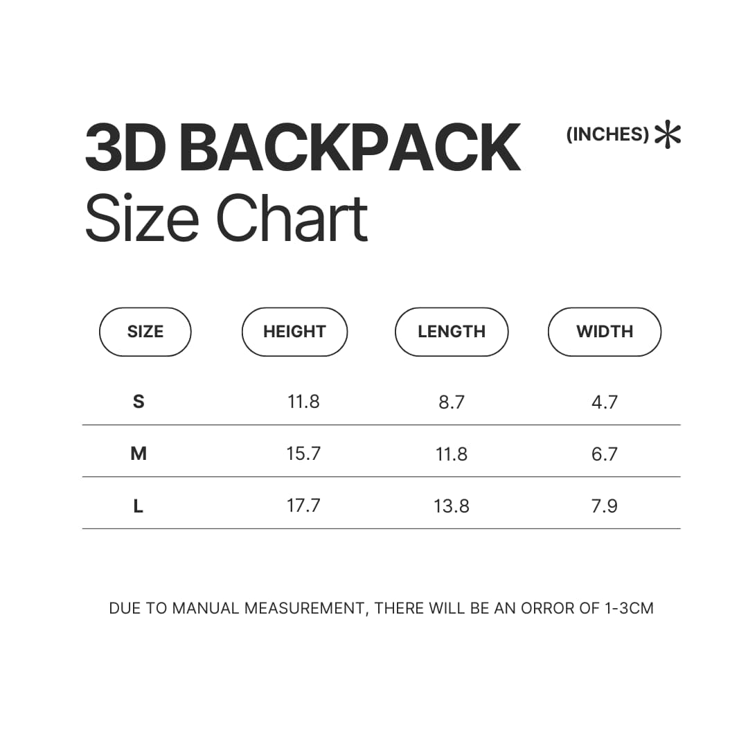 3D Backpack Size Chart - Haikyuu UK Shop