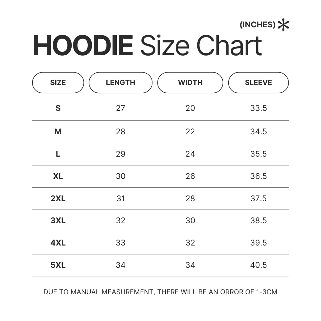 Hoodie Size Chart - Haikyuu UK Shop