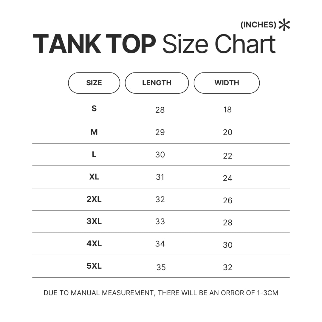 Tank Top Size Chart - Haikyuu UK Shop