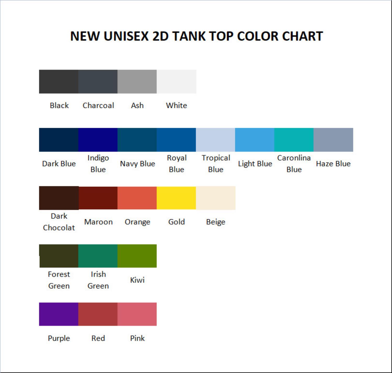 tank top color chart - Haikyuu UK Shop