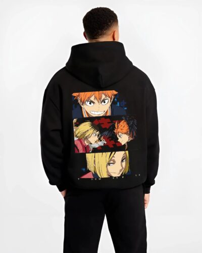 HAIKYCHM B.black hoodie male back view - Haikyuu UK Shop
