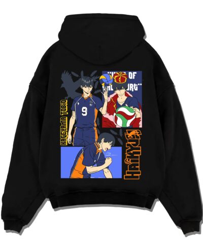 HAIKYCLB A.black hoodie flat back design - Haikyuu UK Shop