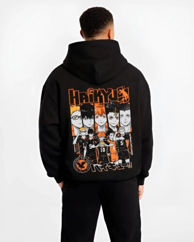 HAIKYMCH B.black hoodie male back view - Haikyuu UK Shop