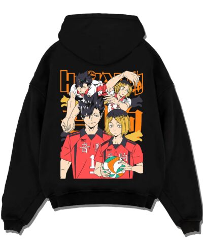 HAIKYSQD A.black hoodie flat back design - Haikyuu UK Shop