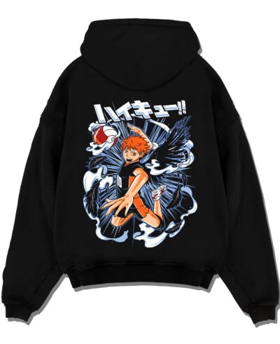 HAIKYT1 A.black hoodie flat back design - Haikyuu UK Shop