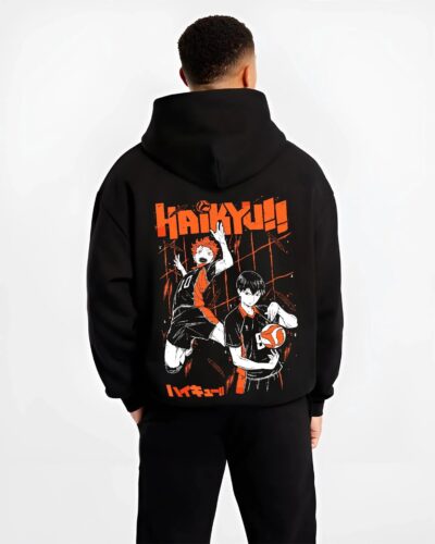 HAIKYTSP B.black hoodie male back view - Haikyuu UK Shop
