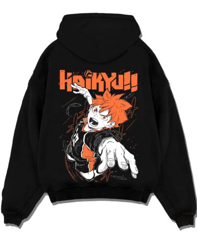 HINLGNT A.black hoodie flat back design - Haikyuu UK Shop