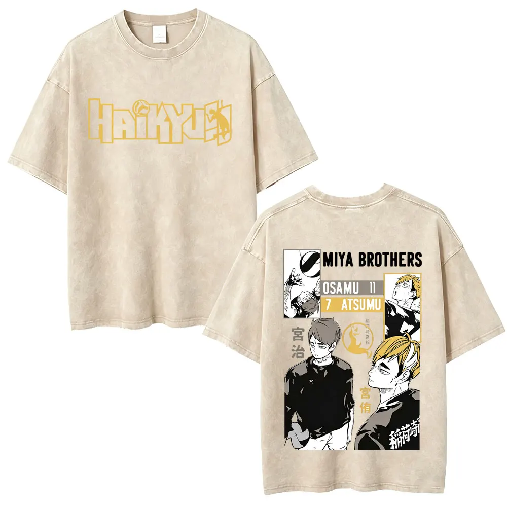 Osamu and Atsumu Anime Haikyuu Mineral Wash T-shirt - Image 2