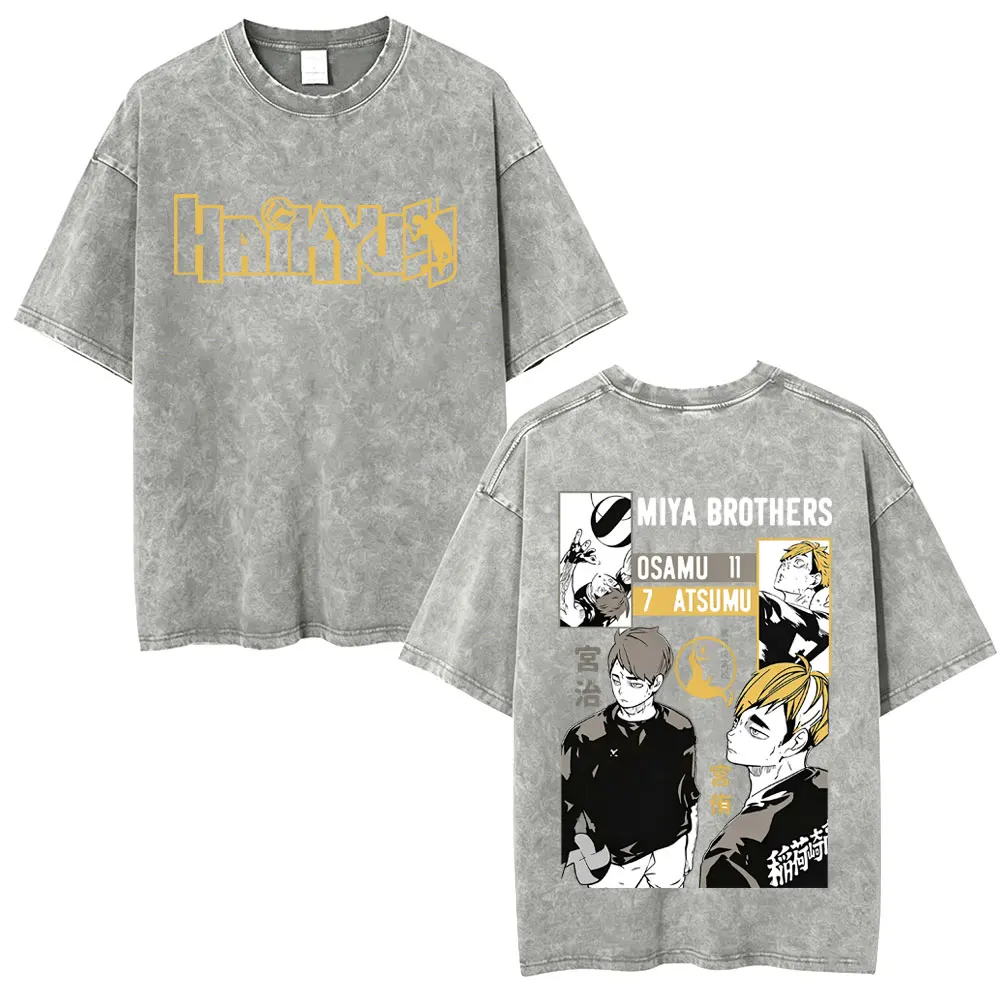 Osamu and Atsumu Anime Haikyuu Mineral Wash T-shirt