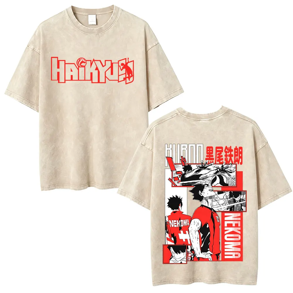 Kuroo Tetsurō Anime Haikyuu Mineral Wash T-shirt