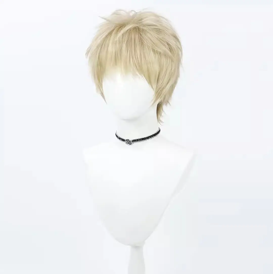 Anime Haikyuu Cosplay Kei Tsukishima Wig Light Gold Men Short Hair Halloween Party Wig - Image 2