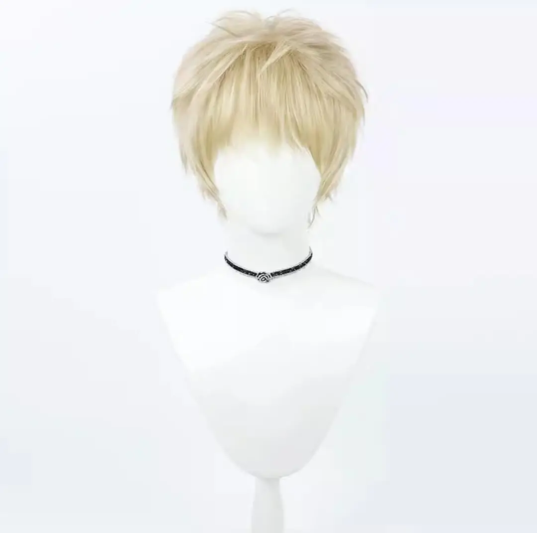 Anime Haikyuu Cosplay Kei Tsukishima Wig Light Gold Men Short Hair Halloween Party Wig - Image 4