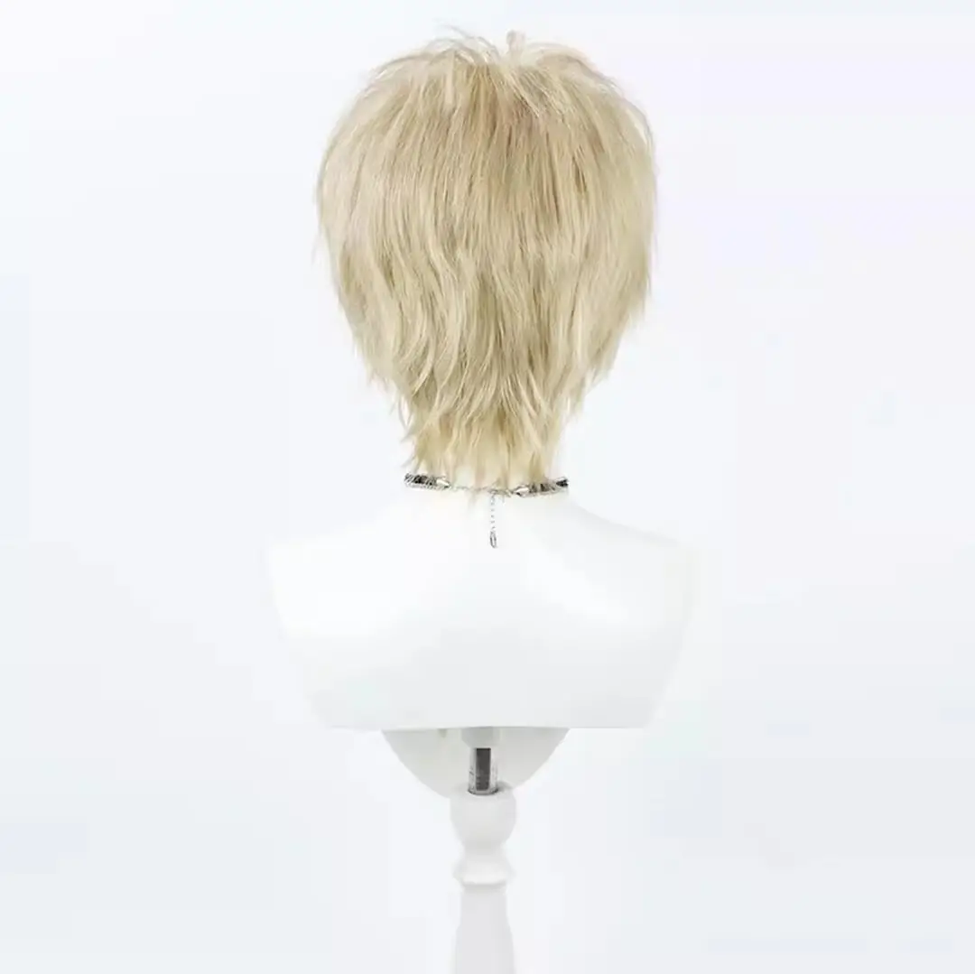 Anime Haikyuu Cosplay Kei Tsukishima Wig Light Gold Men Short Hair Halloween Party Wig - Image 5